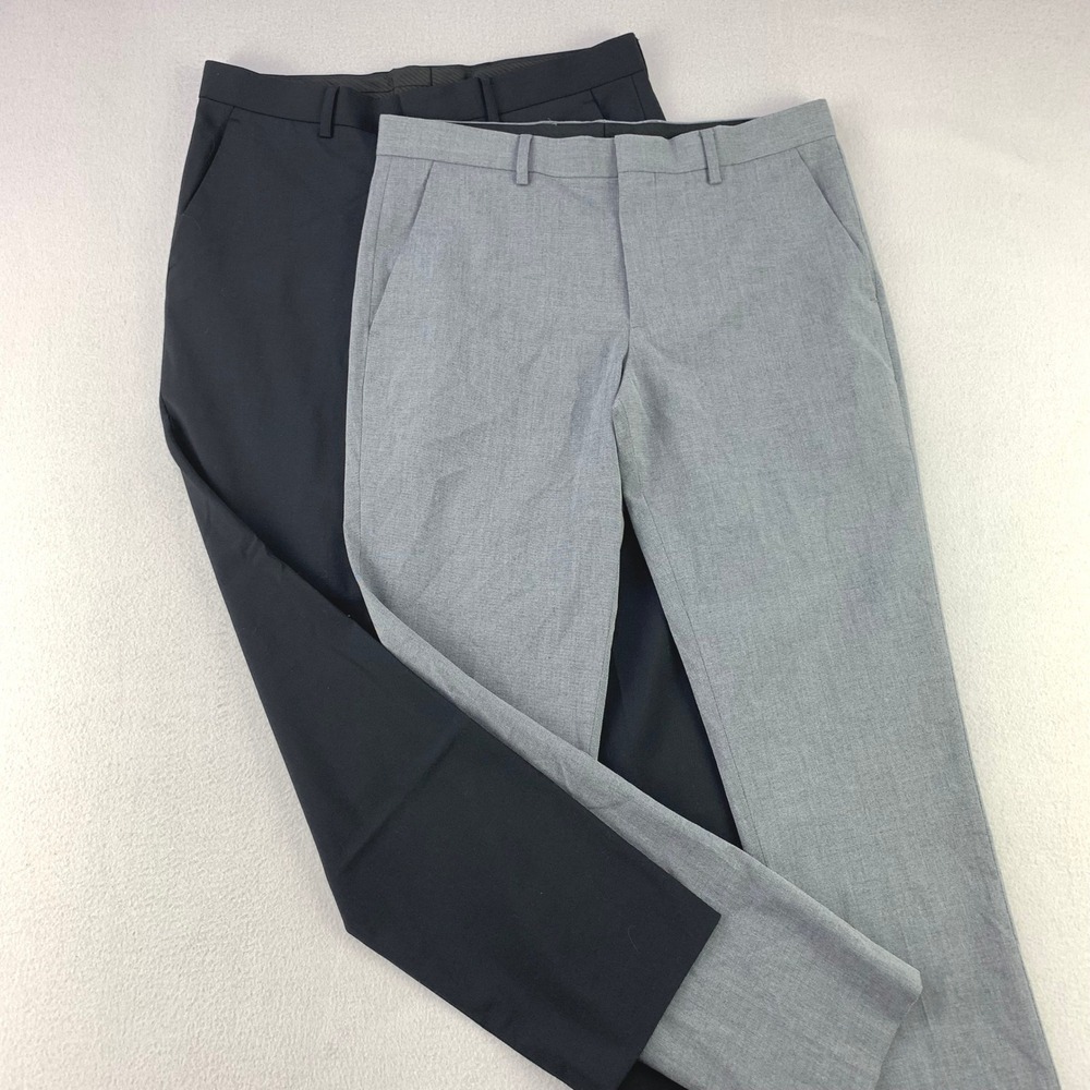 Bundle (2) Express Dress Pants Mens 30x30 Extra Slim-Fit Trousers Business